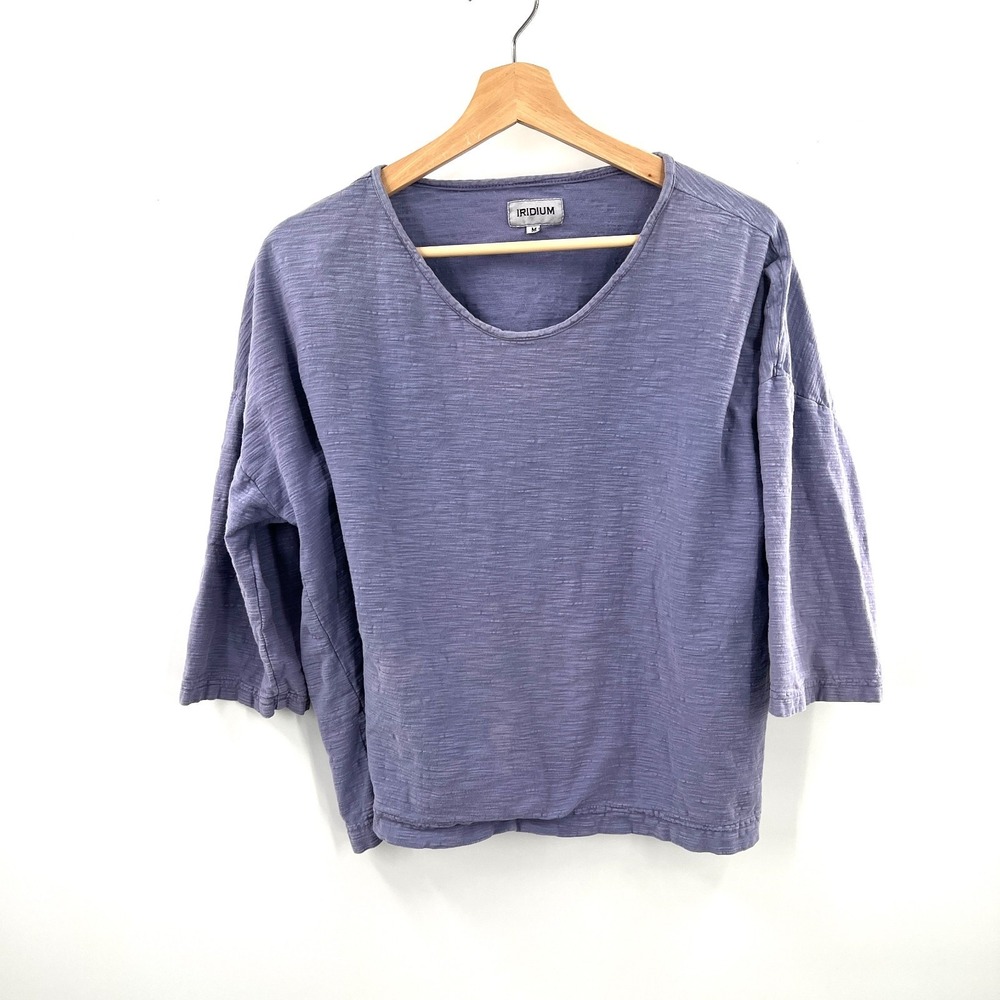 Iridium periwinkle 100% cotton boxy fit lagenlook top artsy shirt granola girl M